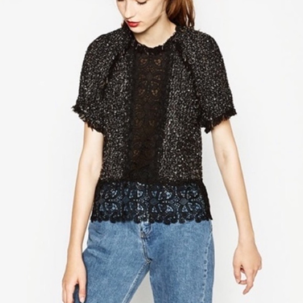 Zara Tweed Combination Top! Gem